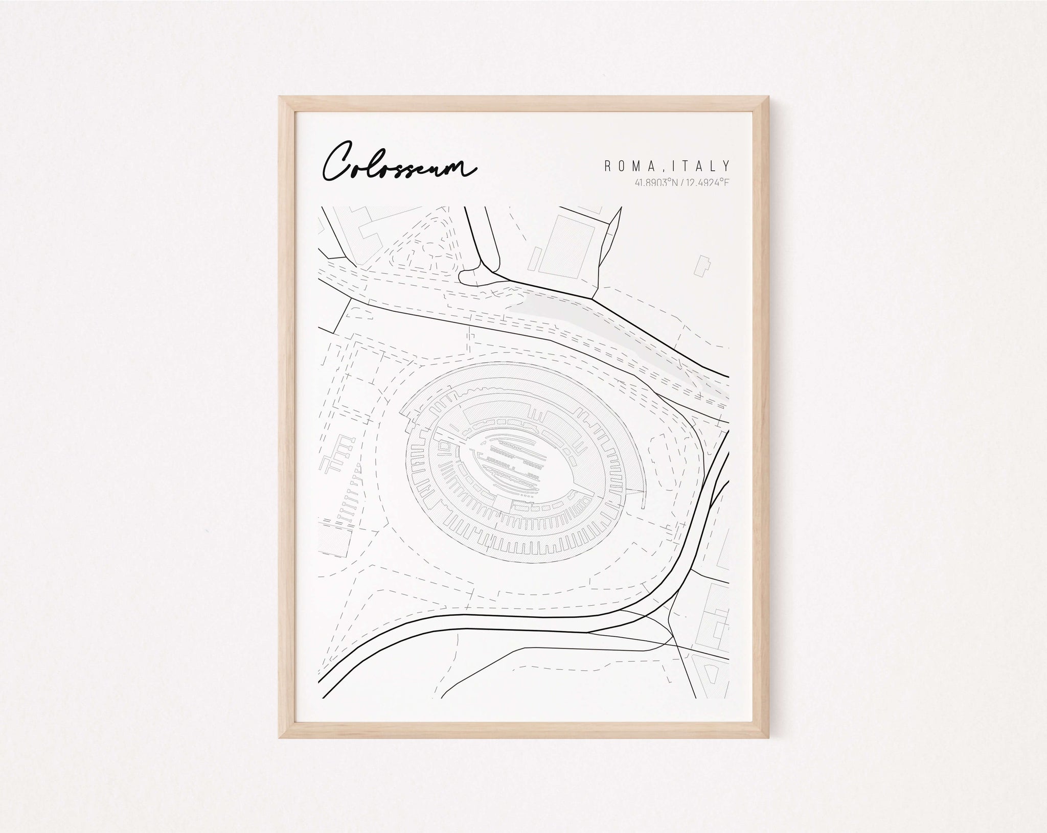 City map of Rome, Italy - COLOSSEUM poster and gift - Mappora