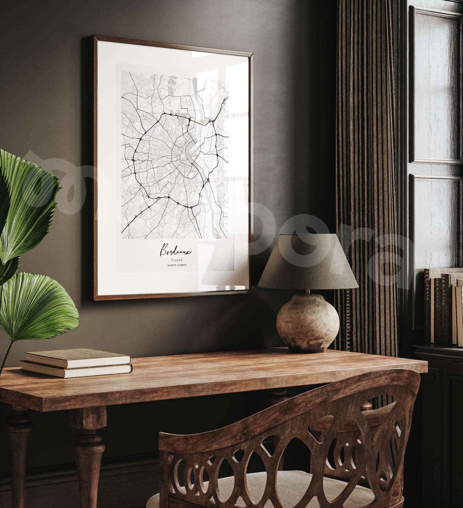 BORDEAUX Map Poster - Modern Minimalist Wall Decor - Mappora