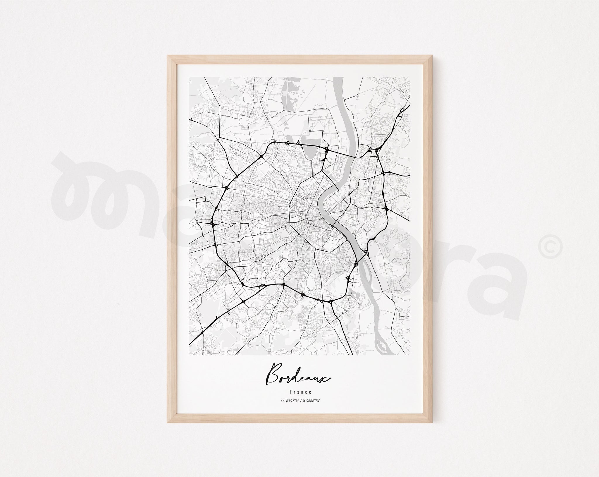 BORDEAUX Map Poster - Modern Minimalist Wall Decor - Mappora